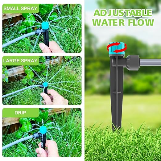 Garden Drip Irrigation System 49FT Automatic Drip Irrigation Kits, Plant Watering System with 12mm 6mm Irrigation Tubing Adjustable Emitters for Garden Outdoor Lawn Flowerbed