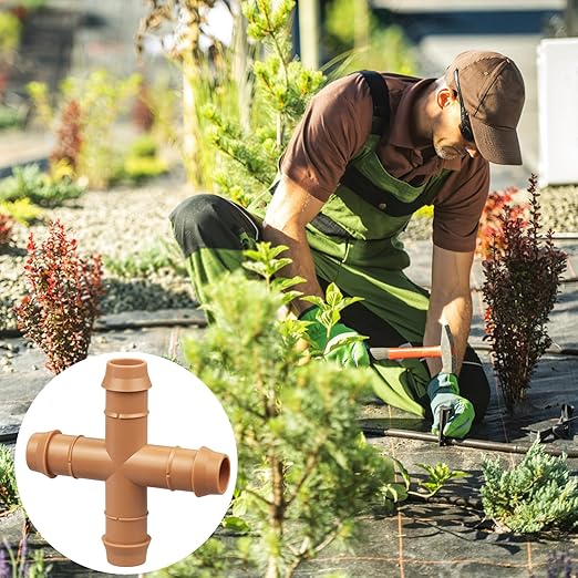 12-Pack Drip Irrigation Barbed Cross Connectors, 1/2 Inch Drip Line 4 Way Couplings for 1/2" Drip Irrigation Tubing, Barbed 4-Way Connectors for Drip Irrigation Watering System