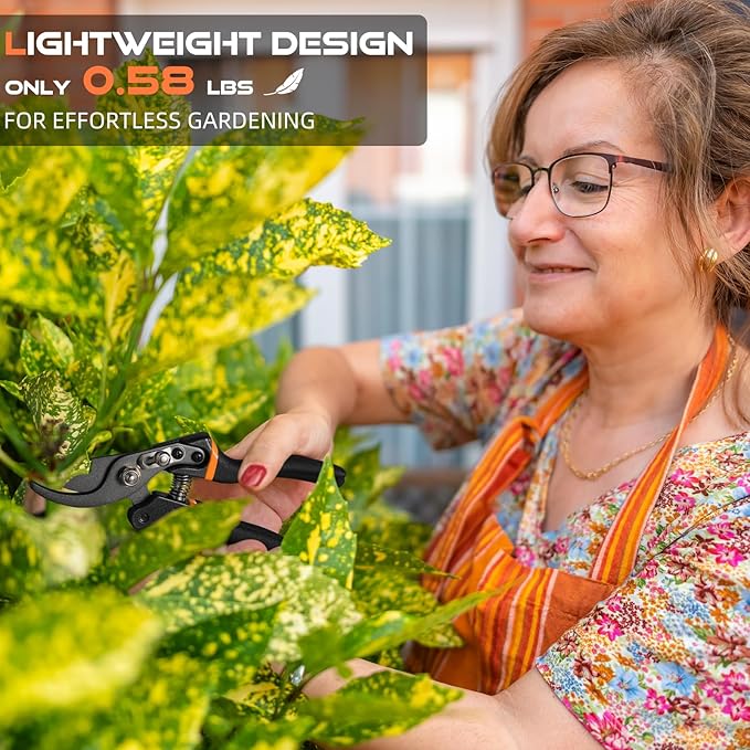 Pruning Shears for Gardening - DECERK 8.5" Professional Bypass Garden Scissors & Clippers for Branch Trimming, Super Sharp SK5 Blade, Ergonomic Handle, Gardening Gift Women Men - 2025 Heavy Duty Tools