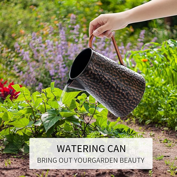 Copper colored Metal Decorative Watering Can Metal Flower Milk Jug Vase Pitcher Holder for Indoor Outdoor Plants