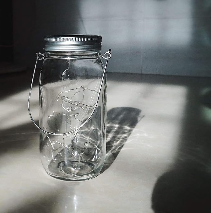 Solar Mason Jar Lights 30 Led,6 Pack Large-Size Solar Hanging Glass Jar Starry Fairy Lights,Solar Lanterns for Outdoor Patio Party Garden Decor Lights (Jars and Handles Included)