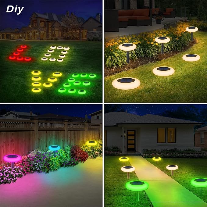 Solar Outdoor Color Changing Lights - Multicolored Auto On/Off Waterproof, Garden/Lawn/Walkway/Driveway (2 Pack)