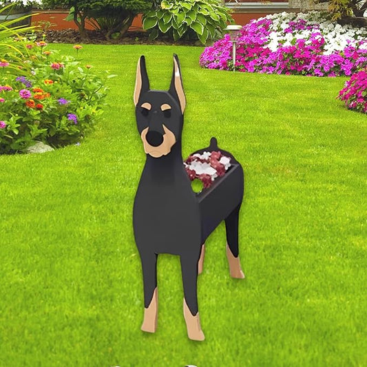 Doberman Dog Planter Plant Pots,Cute Garden Dog Flower Planter,Dog Planters Birthday Gifts for Women,Office,Indoor/Outdoor Decor（9.45 * 5.28 * 13.58in）