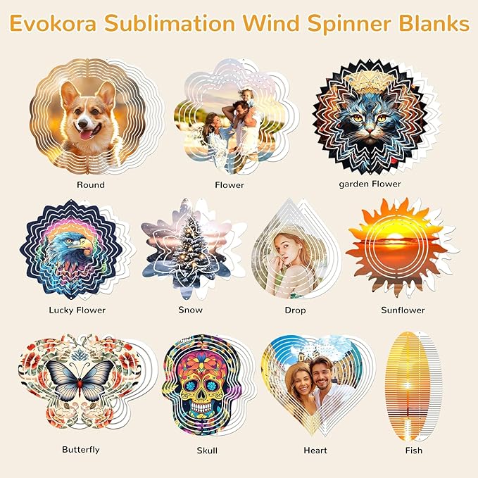 10 Pack Sublimation Wind Spinner Blanks, 10 Inch Sublimation Wind Spinners, 3D Aluminum Metal Hanging Wind Spinner Bulk for Garden Yard Outdoor, Window Porch Decoration for Heat Press Transfer DIY