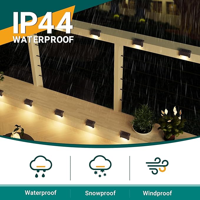 Solar Deck Lights Outdoor Waterproof 20Pack, Solar LED Step Lights Solar Powered Step Lights for Outside Stairs, Step, Fence, Yard, Patio, and Pathway(Warm White)