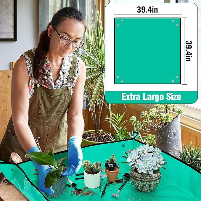 20 pcs Succulent Tool Set - 39.4" Indoor Plant Repotting Mat and 19 Pcs Mini Succulent Hand Tools, Garden Flower Plants Transplanting Supplies for Christmas Holiday Gardening Gifts Outdoor, Green