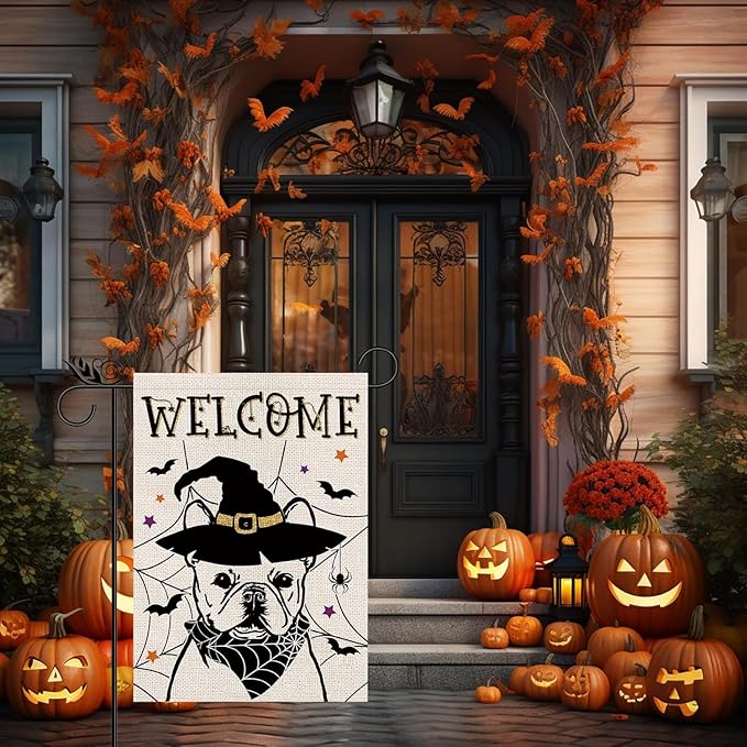 Seasonal Garden Flags French Bulldog Dog Double Sided Flags Set of 11 Holiday Farmhouse Indoor Outdoor Yard Lawn Decorations 12.5x18 Inch