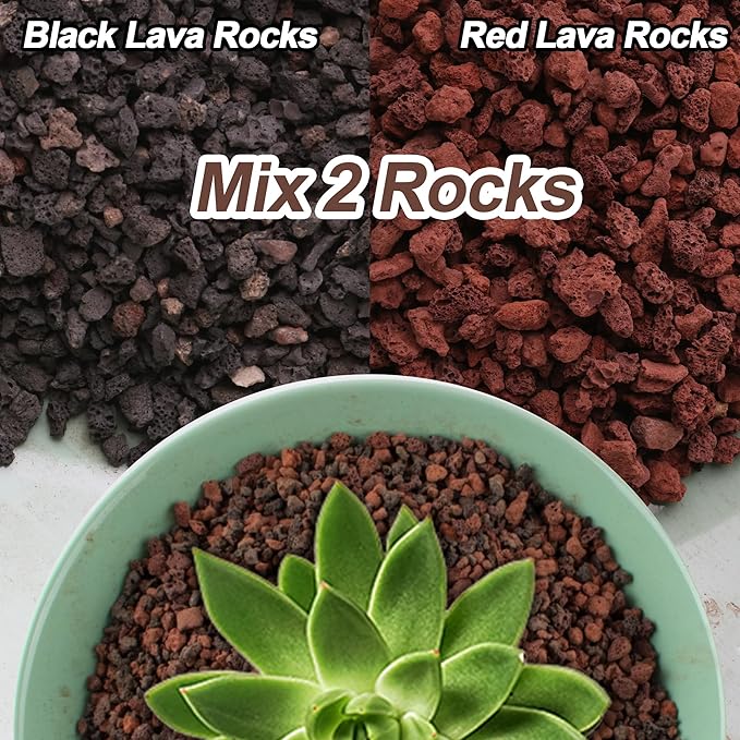 18lb Mix Lava Rocks for Plants-Horticultural Volcanic Rock Gravel for Landscaping Plants Drainage, Succulents, Bonsai, Vase Fillers, Terrarium Plants, Top Dressing