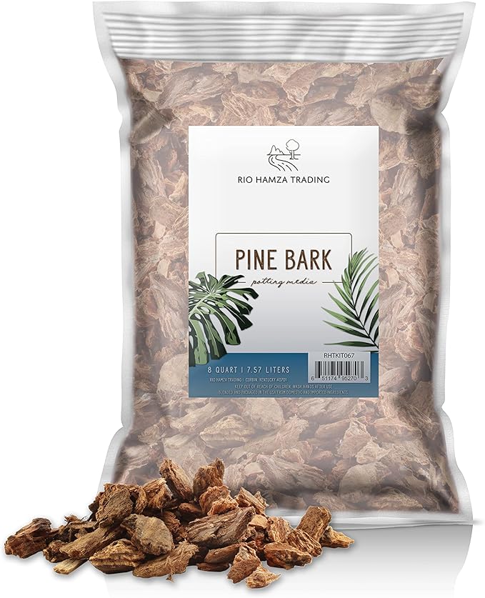 100% Natural Pine Bark Mulch Nuggets (8 Quarts), Small Mulch Chips for Indoor/Outdoor Container Gardening, Ideal for Soil Supplement, Houseplant Mulch