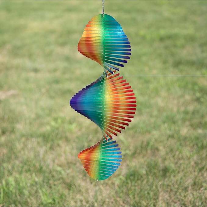 VP Home Rainbow Helix Kinetic Wind Spinner for Yard and Garden Wind Spinner Outdoor Metal Large Hanging Rainbow Decor 3D Garden Art Wind Sculpture Spinners Kinetic Art Garden Spinner