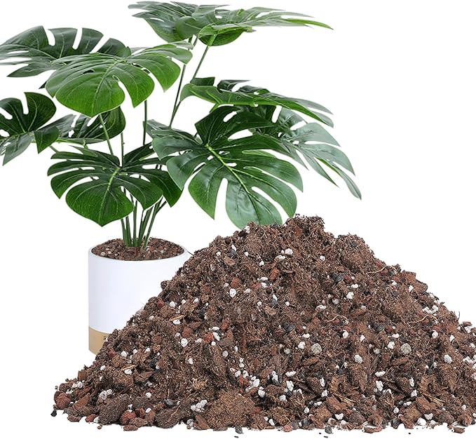 4 Quarts Monstera Soil Potting Mix - Natural Organic Tropical Plant Soil for Improving Growth Rate, Sustainable Houseplants Growing Media for Indoor Bonsai Succulents Moisture Retention Drainage