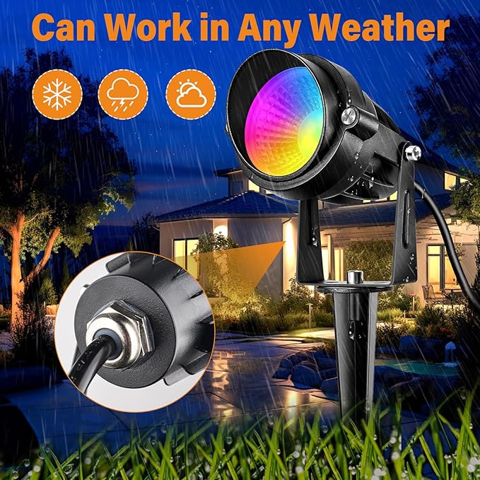 RGBW Low Voltage Landscape Lights, 16 Color Changing Outdoor Landscape Lighting with Remote Control IP67 Waterproof 12V 24V Landscape Spotlights for Garden Pathway Yard Christmas (2 Pack)