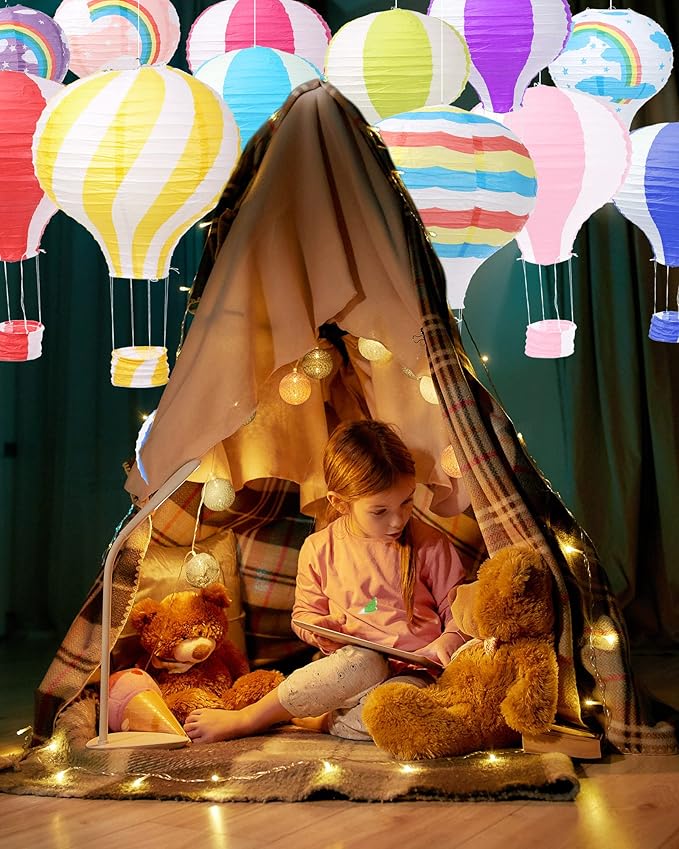 Treela 20 Pcs Hanging Hot Air Balloon Paper Lanterns 12 Inch Hot Air Balloon Decorations Centerpieces Reusable Chinese Japanese Paper Lantern for Birthday Wedding Baby Shower Christmas Party Festival