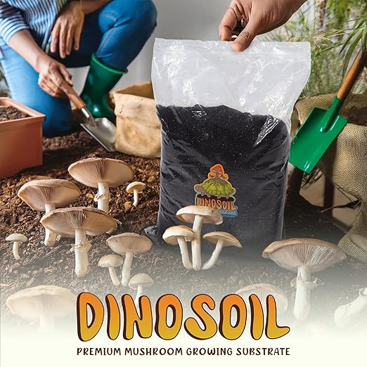Tortoise Dung Substrate DinoSoil - Coir Blend with Coffee, Vermiculite, Gypsum, Earthworm Castings for Fast Colonization & Mushroom Growth (5lb)