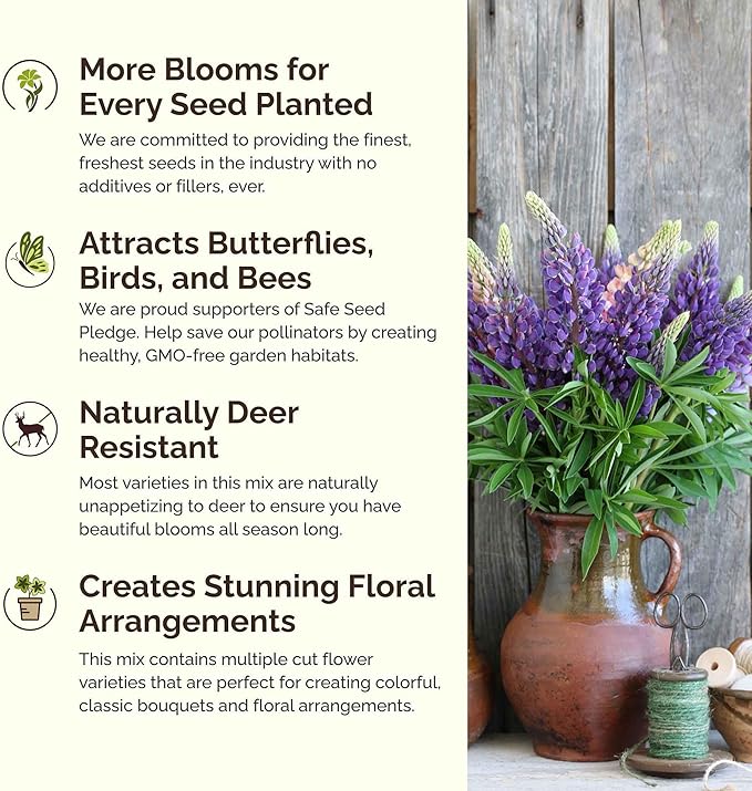 Eden Brothers Colorado Wildflower Mixed Seeds for Planting, 1 lb, 480,000+ Seeds with Cornflower, Lupine | Attracts Pollinators, Plant in Spring or Fall, Zones