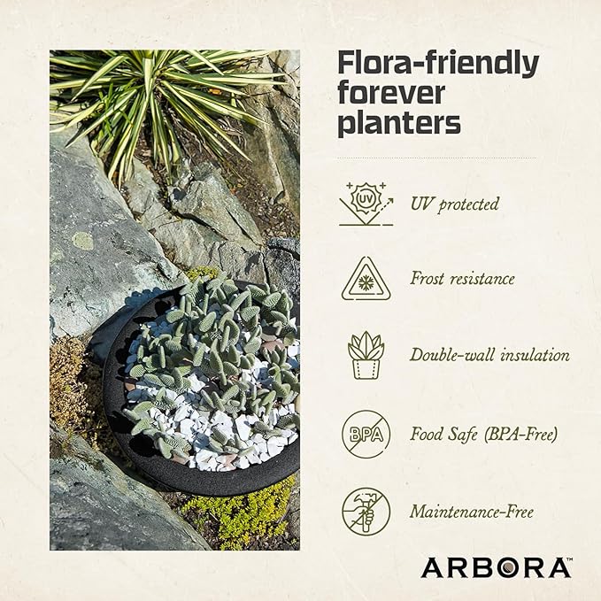 ARBORA 26" Santorini Bowl Polyresin Indoor and Outdoor Planter with Classic Black Finish - Durable, Weatherproof, Lightweight, Large Plant Pot for Patio, Garden, Deck, Entryway