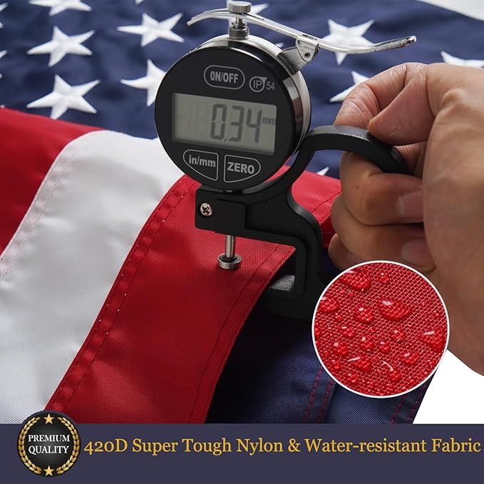 Homissor Folded 3x5 American Flag 420D Nylon Heavy Duty Outdoor Triangle Box Package USA US Flags Embroidered Stars Long Lasting for All Weather High Winds