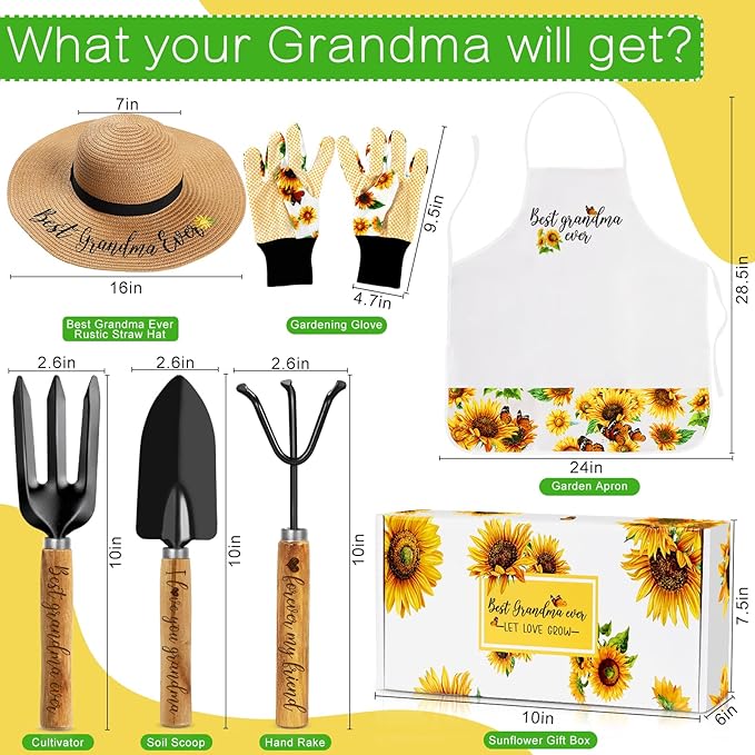 Gifts for Grandma - Grandma Garden Gifts - Birthday Gifts Ideas for Grandma Granny - Gardening Accessories Outdoor, Garden Tool Set Gift for Plant Lover Grandma Starter, Grandma