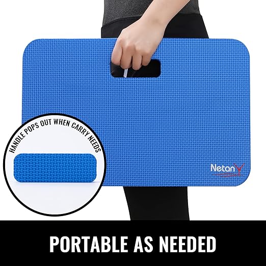 NETANY Extra Thick Kneeling Pad for Gardening, Comfortable Knee Pad Cushion, Extra Large Foam Kneeler Mat for Gardening, Baby Bath, Work, Exercise & Yoga, Mechanic, 17.8 x 11 x 1.5 in, Blue