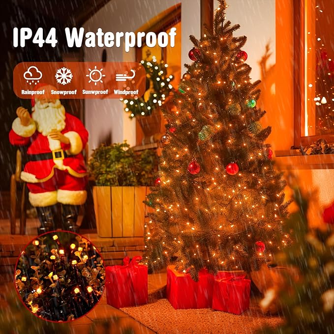 JMEXSUSS 250 LED Orange String Lights, 91.5ft Orange Christmas Lights Outdoor Waterproof, 8 Lighting Modes Connectable Christmas Tree Lights for Yard Patio Party Halloween Christmas Decorations