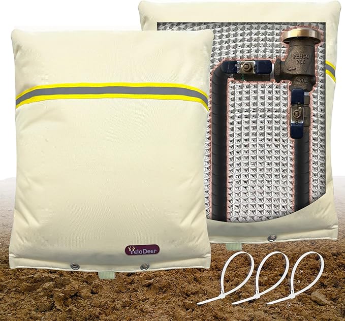 Backflow Preventer Insulation Cover, 24" W x 26" H YeloDeer Reusable Waterproof Sprinkler Valve Cover with Aluminum Foil, Outdoor Well Pump Cover Insulated for Winter Freeze Protection.