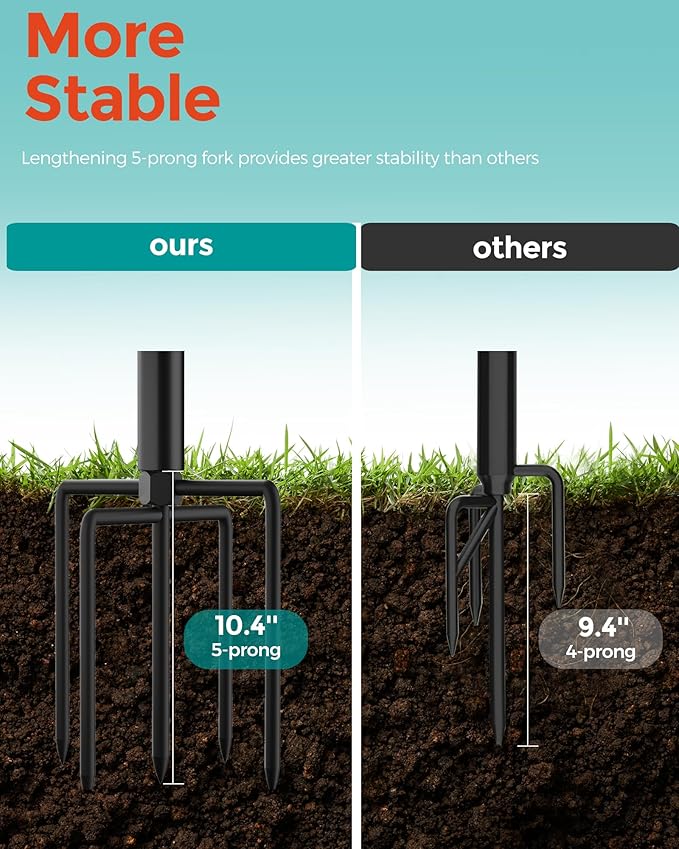 LAND·VOI 4 Pack String Light Poles, 9FT Heavy Duty Metal Light Poles for Outside String Lights, Outdoor light poles with 5 Prong Fork, Light Pole Stand for Patio, Backyard, Garden, Deck, Black FLP14B