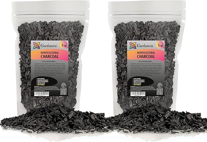 Premium Horticultural Charcoal for Indoor Plants - 10 Quart - Black Diamond Soil Amendment for Orchids, Terrariums, and Gardening by Gardenera [2 Bags of 5 Quart]