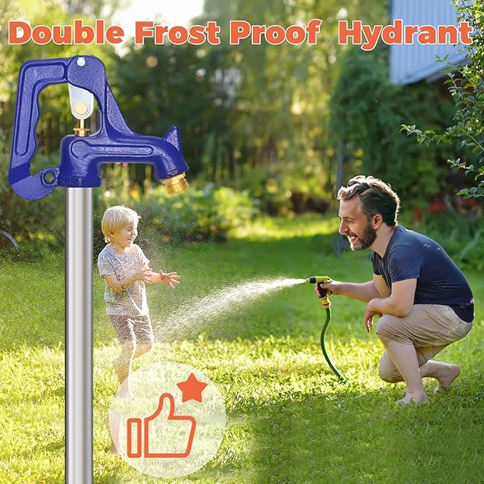 Frost Proof Yard Hydrant,4.25ft Frost Free Outdoor Faucet,Freeze Proof Outdoor Faucet 3/4" Pipe Connection,Frost Free Hydrant for Yard Garden Farm Pasture Irrigation,24" Bury Depth No Lead Hydrant