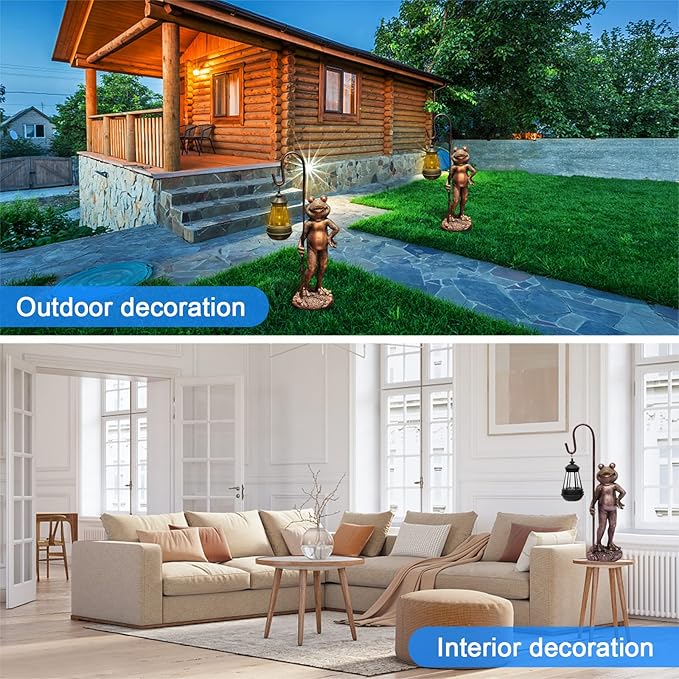 Large Frog Statue with Solar Lantern Outdoor Lawn Decoration Garden Frog Decoration Balcony Yard Lawn Unique Housewarming Gift Suitable for Kids and Adults