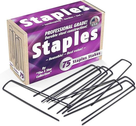 75 6-Inch Garden Landscape Staples Stakes Pins - USA Strong Pro Quality Built to Last. Weed Barrier Fabric, Ground Cover, Soaker Hose, Lawn Drippers, Irrigation Tubing, Wireless Invisible Dog Fence…