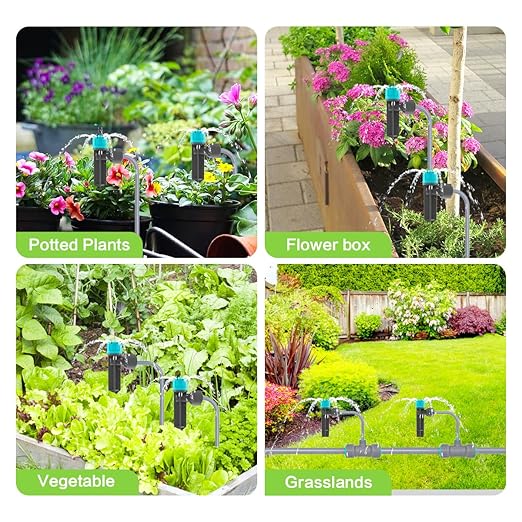 Garden Drip Irrigation System 49FT Automatic Drip Irrigation Kits, Plant Watering System with 12mm 6mm Irrigation Tubing Adjustable Emitters for Garden Outdoor Lawn Flowerbed