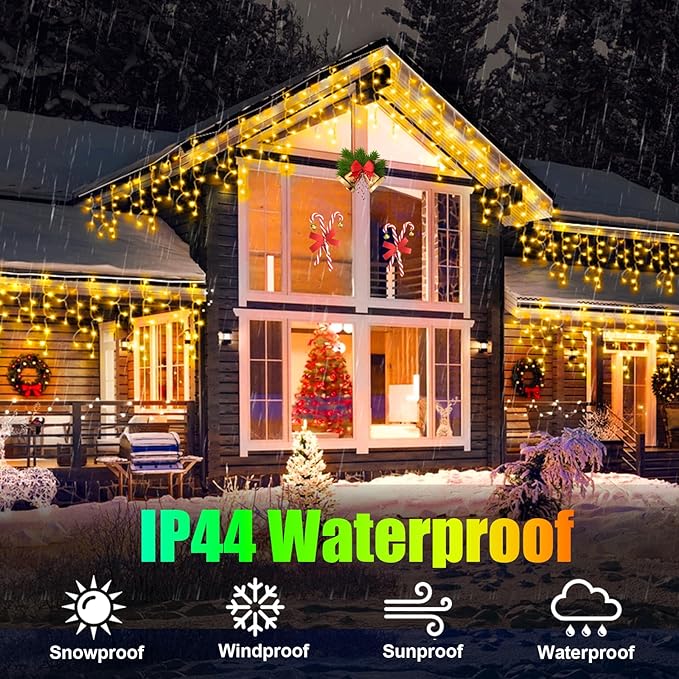 98FT 900LED F8 Upgraded Christmas Lights Decorations - 8 Modes Waterproof Outdoor Fairy String Lights With Memory and Timer - Plug-in for Holiday, Party, Wedding, Home, Roof