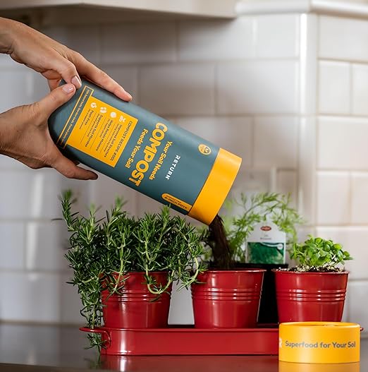 Return Organic Compost #001, 1.5 QT Tube, Fertilizer for Indoor & Outdoor Garden Soil Beds, Plants & Vegetables, Potting Soil, Raised Beds, Lawns, Peat Free, OMRI Listed