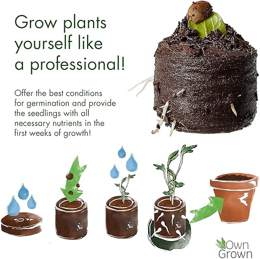 Coco Coir Seed Starter Pellets: 125 Coconut Coir Plugs for Growing Plants – Peat Free Seedling Soil – Seed Starter Kit with Potting Soil Pellets – 125 Starter Plugs – Gardening Supplies from OwnGrown