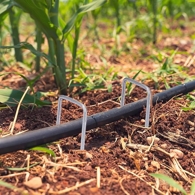 CEWOR 300 Pack Landscape Staples 6 Inches, 11 Gauge Galvanized Metal Garden Stakes Landscaping Landscape Fabric Staples Sod Pins for Lawn, Barrier Fabric, Garden Fence, Ground Cover