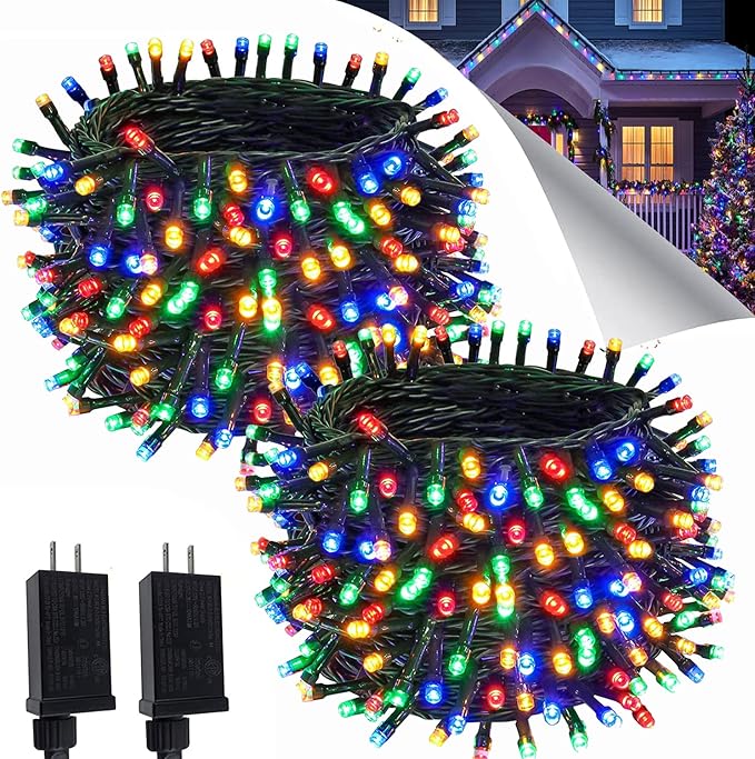 OZS 2PACK 164ft 400LED Extendable Color Changing Christmas String Lights Indoor/Outdoor, Waterproof 8 Modes Multicolor Christmas Tree Lights for Garden Christmas Decorations (Multicolor Light)