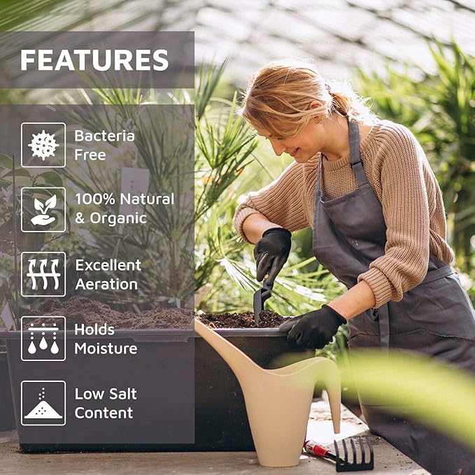 UBICON Easy Use Coco Coir Organic Top Soil for Indoor/Outdoor Plants; 8 Bricks Expands to 20 Gallons, Excellent Aeration, Free of Chemicals, and Retains Water (8)