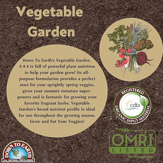 Down to Earth Organic Vegetable Garden Fertilizer 4-4-4, 1lb