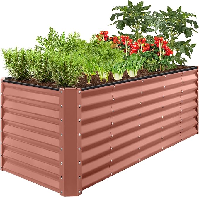 Best Choice Products 8x2x2ft Outdoor Metal Raised Garden Bed, Rectangular Deep Root Planter Box for Vegetables, Flowers, Herbs, and Succulents w/ 239 Gallon Capacity - Terracotta