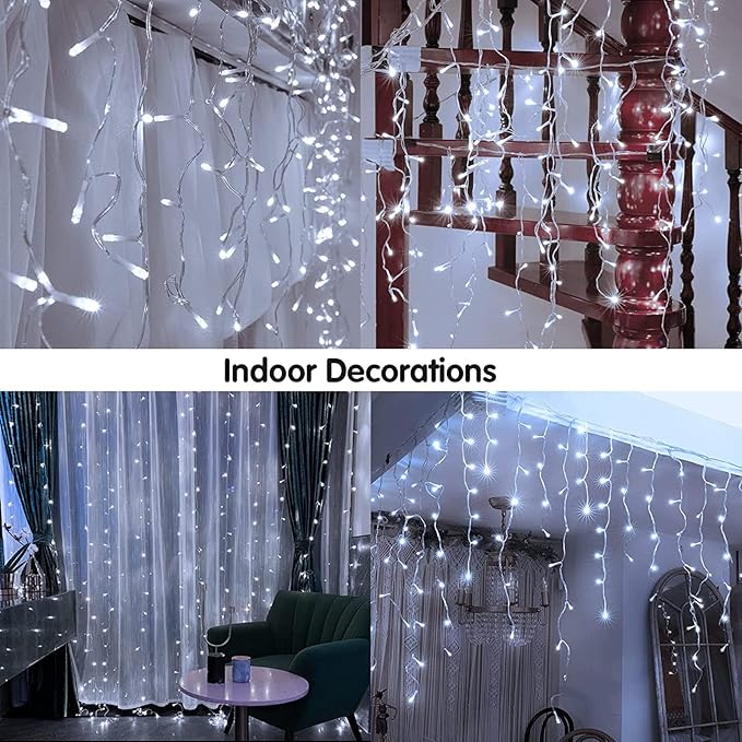 Led Christmas Lights Outdoor Christmas Decorations Hanging Light 400LED 8 Modes 75 Drops, Waterproof Outdoor Indoor Fairy Christmas Lights for Party, Holiday, Wedding Decorations (CoolWhite)