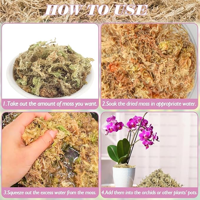 Halatool 4.4LBS Natural Sphagnum Moss for Plants 85 QT Premium Peat Moss Dried Long Fiber Orchid Moss for Orchid Repotting Carnivorous Succulents Garden Flowers Crafts Terrarium and Reptiles