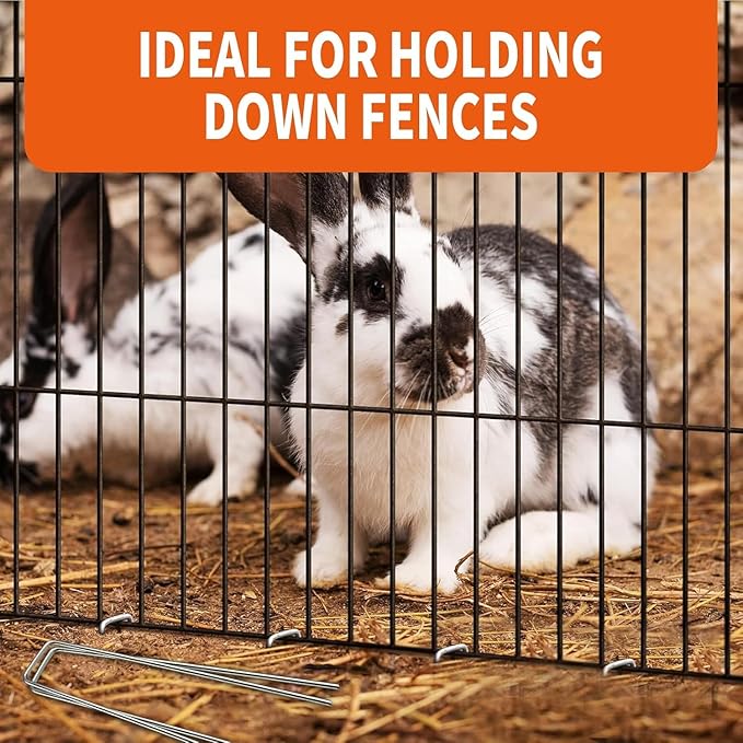 6 Inch Galvanized Landscape Staples- 500 Metal Garden Stakes for Gardening -11 Gauge Anti-Rust Heavy-Duty Ground Sod Pins Yard Stakes for Weed Barrier Fabric Irrigation Tubing Hose