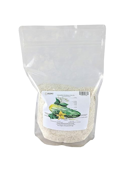 Greenway Biotech Cucumber Fertilizer 8-16-36-100% Water Soluble Plus Chelated Micronutrients Suitable for Soil, hydroponics, and aeroponics - 1 Pound (Makes ~200 Gallons)