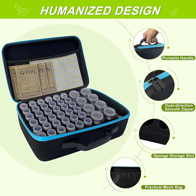 114 Slots Seed Storage Organizer Box with 20 Seed Envelopes, Large Capacity Seed Storage Container with Zipper Bag, Label Stickers, Tweezers, Funnel, Garden Seeds Saver Kit for Vegetable, Flower