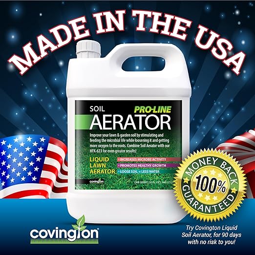Covington Liquid Lawn Aerator PRO-LINE Liquid Aeration for Lawn Gallon, Soil Conditioner and Loosener for Compact Clay Soils, The Ultimate Aerating Humic Acid Lawn Revival & Soil Compaction Solution