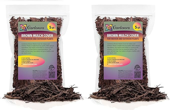 Brown Mulch - Retain Moisture and Suppress Weeds for a Thriving Landscape - 10 QUARTS