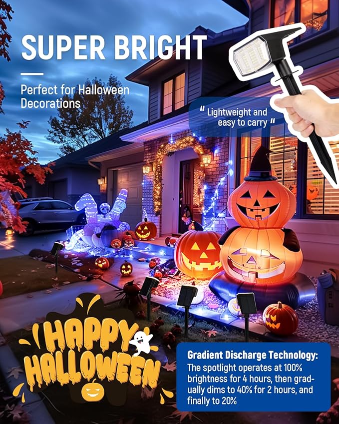 Solar Spot Lights Outdoor Waterproof 4 Pack IP65, 63 LED 3 Lighting Modes Spotlights for Yard Garden House Garage Pathway