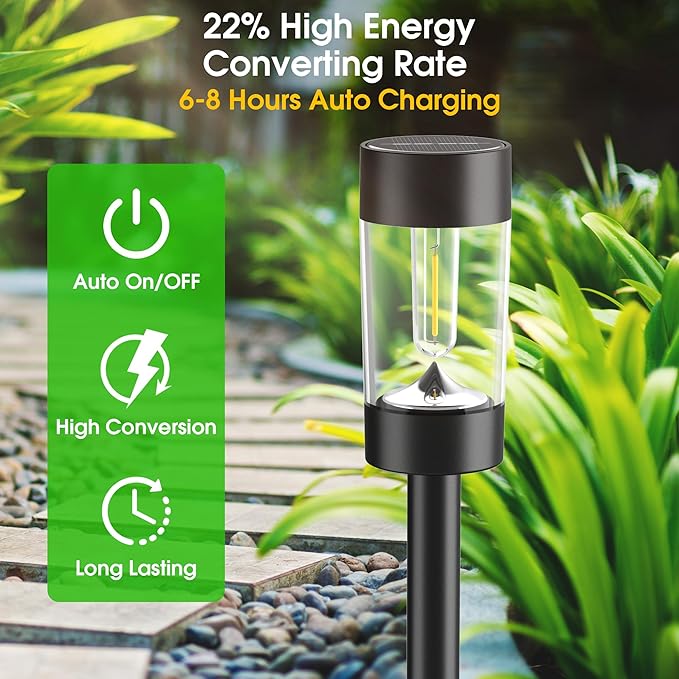 Solar Lights Outdoor, 12 Pack Waterproof Solar Landscape Lighting for Pathway Garden Yard Path Walkway Driveway Lawn Patio Outside Decor, Warm White