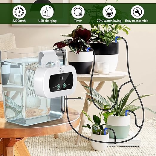 Automatic Watering System with Self Plant Watering Devices,Indoor Watering System for Potted Plants with Customize Schedule Water Timer,USB Power for Indoor Plant Watering System