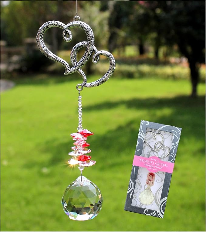 Crystal Garden Suncatcher Hanging Crystals Ornament for Window Rainbow Maker Prisms Home Decor Gift Boxed Sun Catcher Gift Idea for Mom Friends Grandma,Hearts